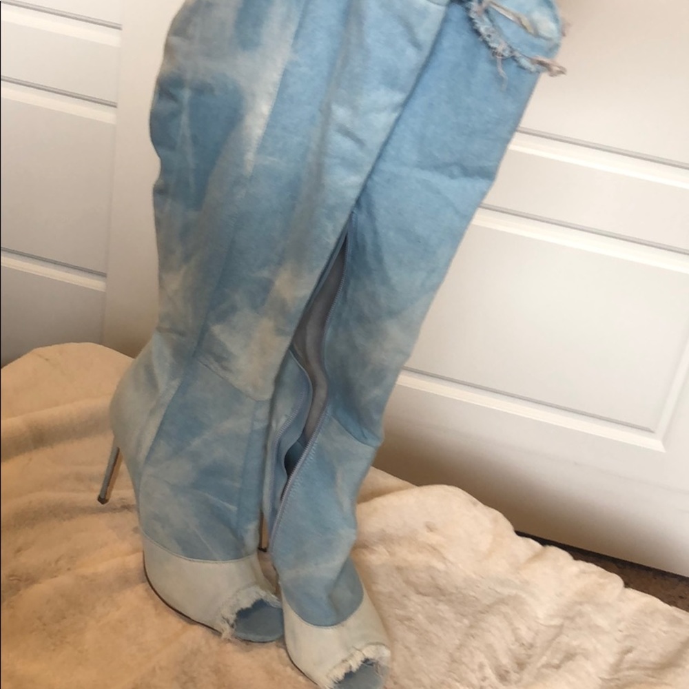 Denim over the knee boots